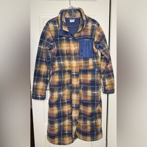 NWOT Columbia Sportswear women’s long teddy fleece, Plaid, women’s XS